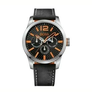 Hugo Boss Orange Black mens leather calfskin watch